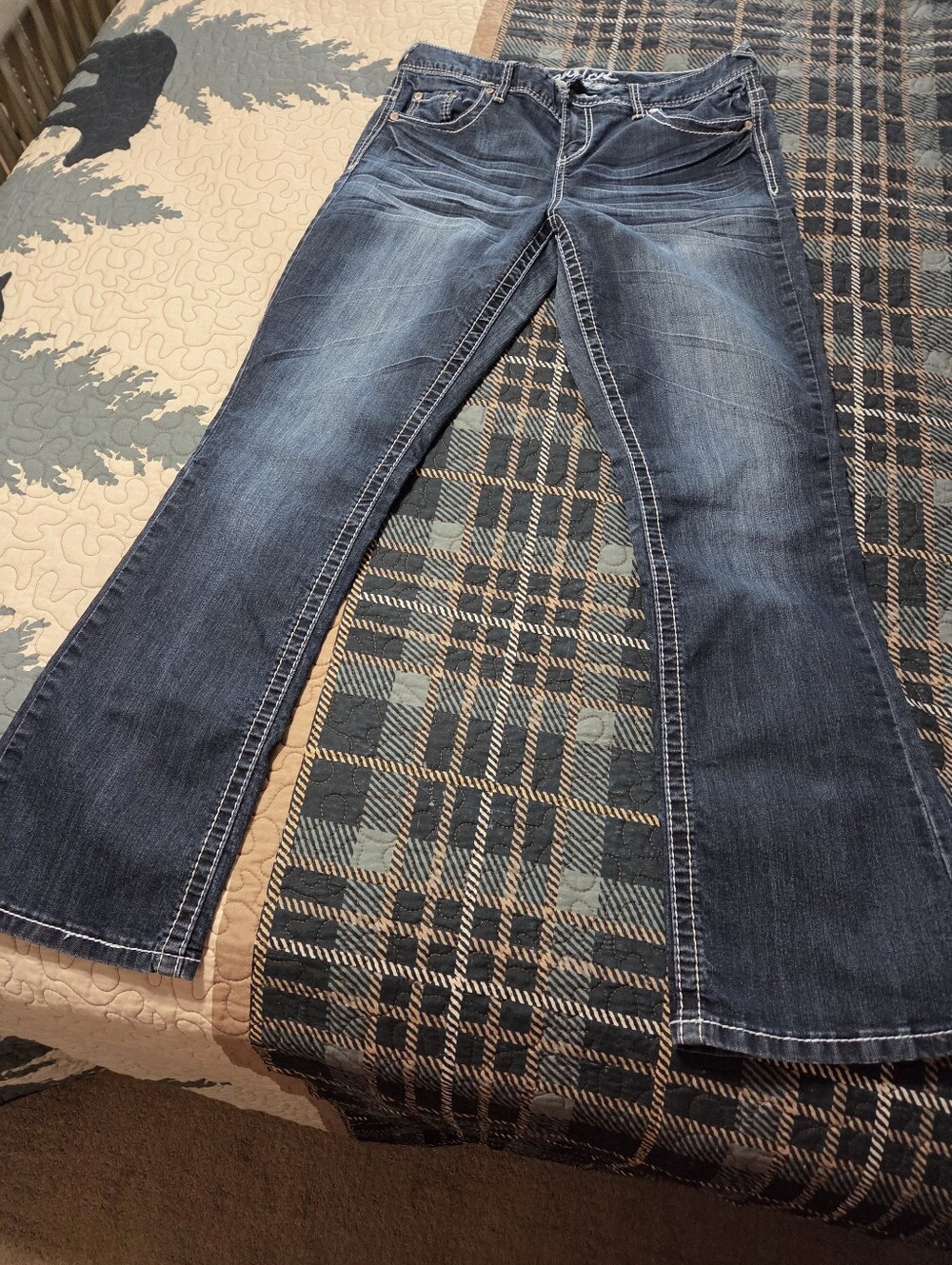 Maurices Medium Wash Flare Jeans in Blue Denim
